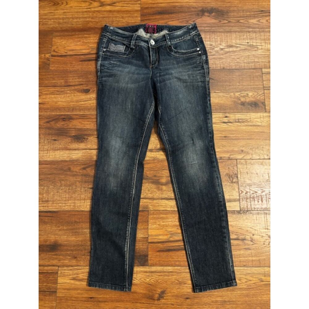 Taverniti So Jeans‎ Size 12 Dark Wash Rhinestone Embellished Straight Leg Y2K
